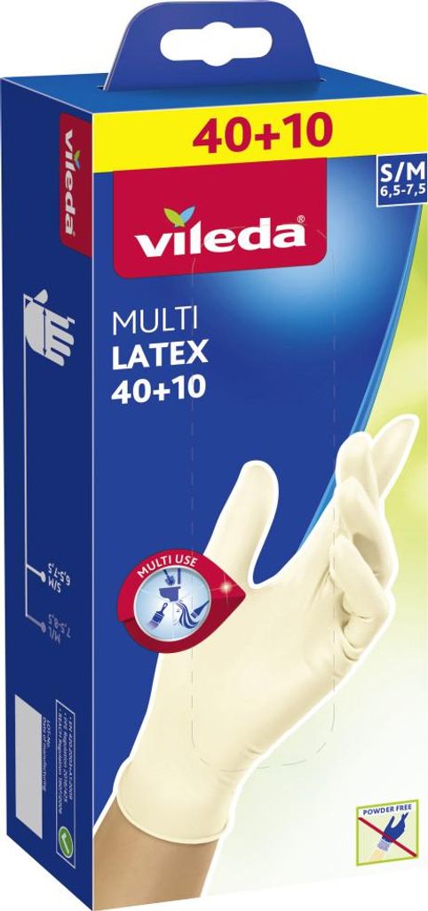 VILEDA Einweghandschuhe Multi Latex 40+10 S/M Produktbild 