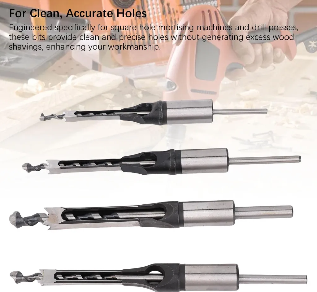 Foret Carré Anti-Éclats pour Assemblages Bois Parfaits - Kit de 4 PCS - 18