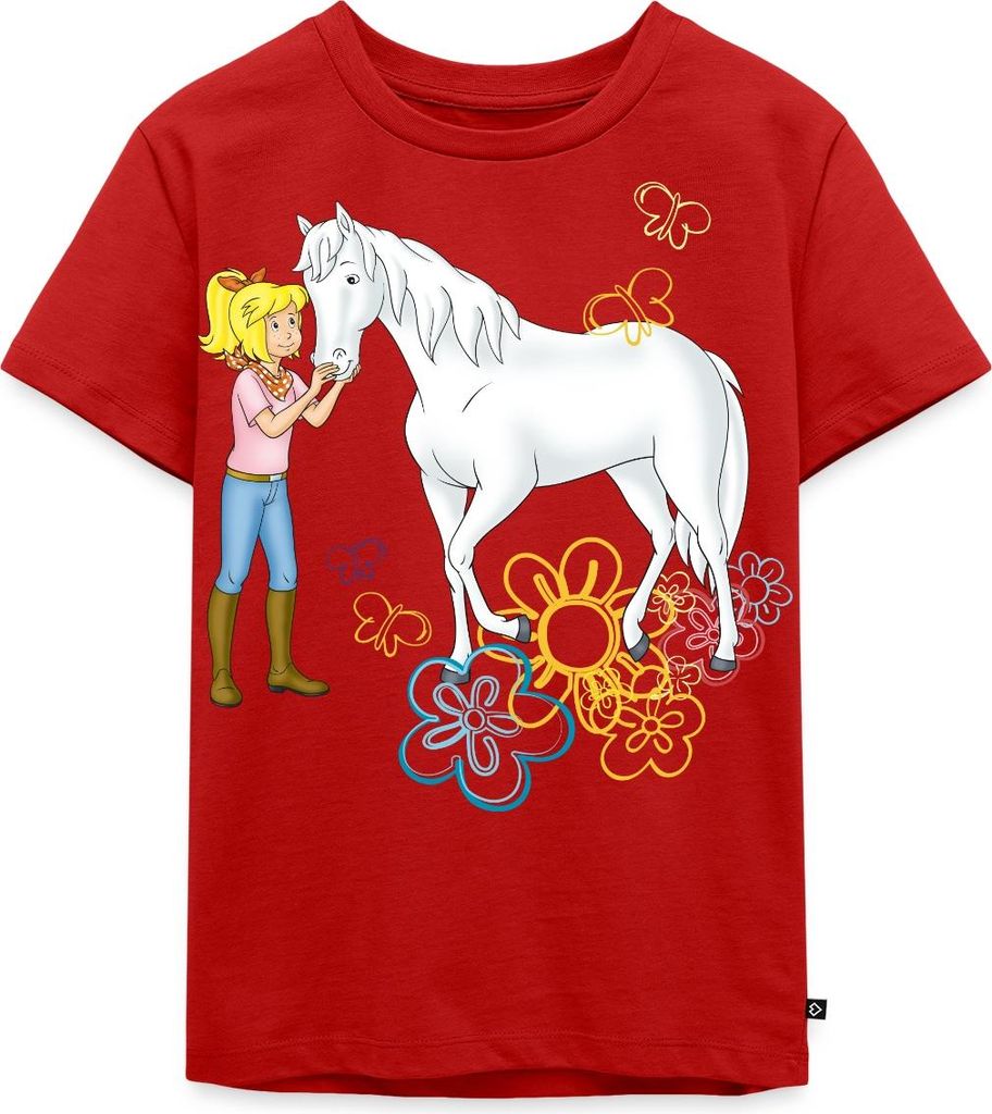 Spreadshirt Bibi Und Tina Bibi Kuschelt Mit Stute Sabrina Kinder Premium T-Shirt, 110/116 (4 Jahre), Rot