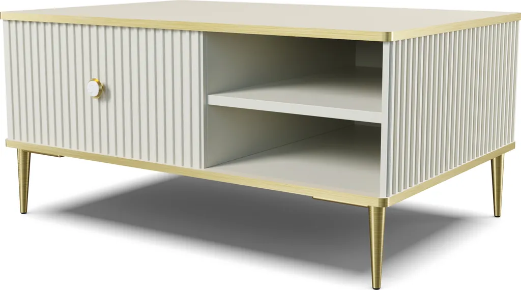 Table basse rectangulaire beige PETRA idéale pour petit salon moderne