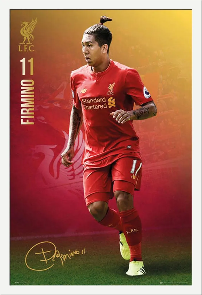 Poster Liverpool 2016-17 Firmino Cornice Shinsuke Bianca - Edizione Limitata