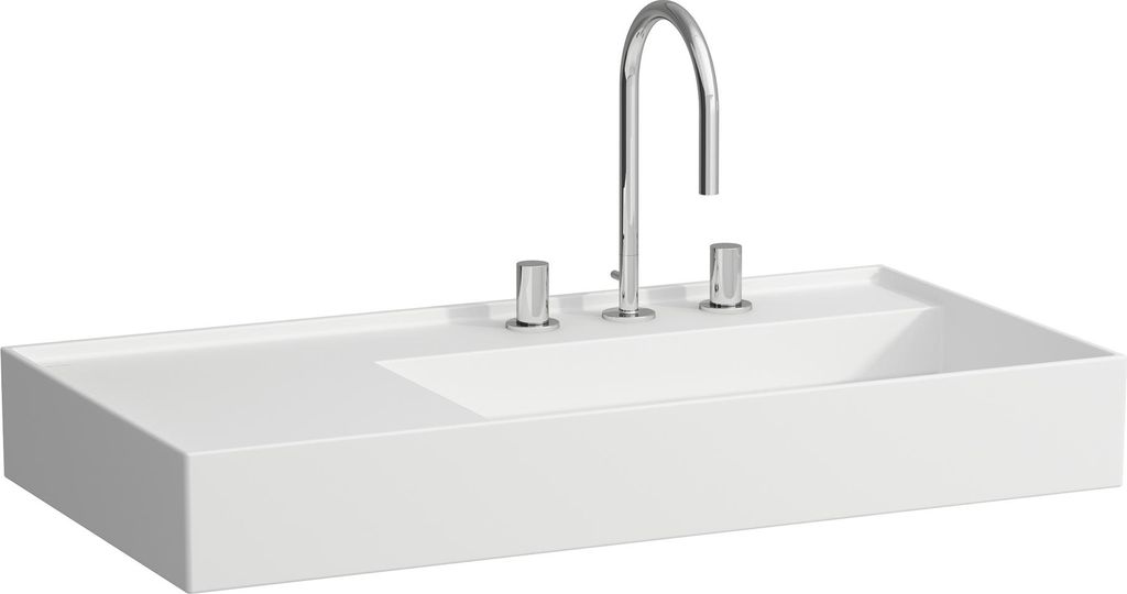 LAUFEN Kartell Waschtisch, unterbaufähig, Ablage links, 3 Hahnlöcher, ohne Überlauf, 900x460mm, H8103397571581