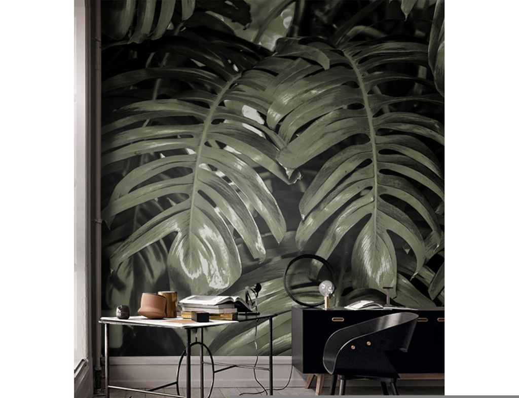 Coloray Fototapete 152x104 cm An Einer Wand Latex Latextapete - Monstera Blatt Industrial Banane