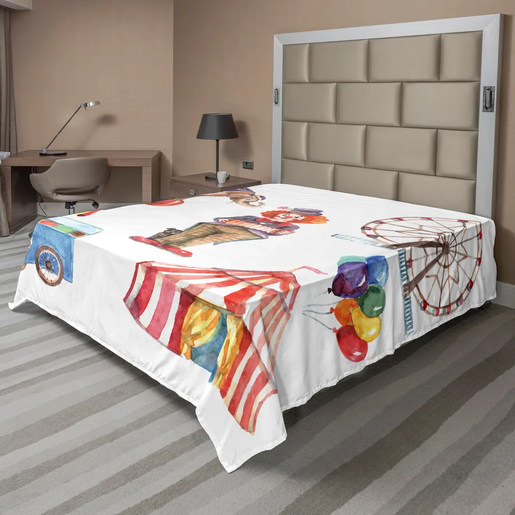 ABAKUHAUS Drap de Lit Cirque Aquarelle 260x228cm Multicolore Doux