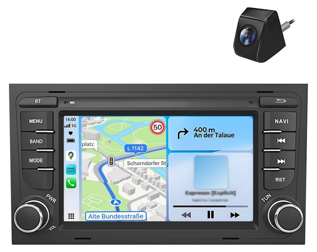 Autorádio s kapacitou 64 GB a zadní kamerou pro Audi A4 8E, Obrázek produktu 
