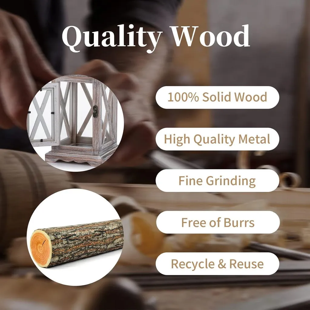 Sziqiqi Lanterna Vintage Decorazione in legno e metallo 28cm Beige antico - 6