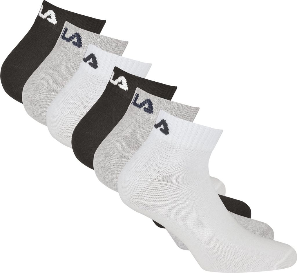 FILA Unisex Quarter Socken, 6er Pack - Kurzsocken, Training, Sport, Logo (2x 3 Paar) Classic 35-38