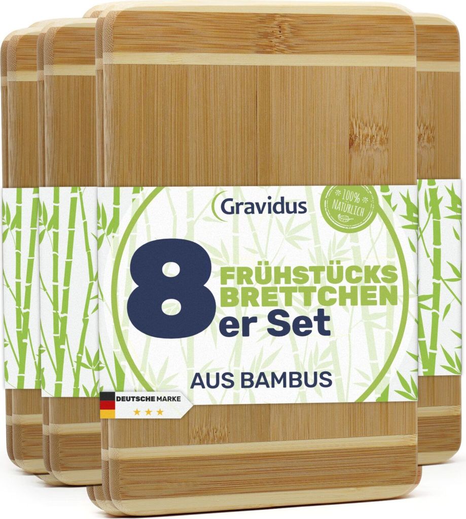 Bambus Frühstücksbrettchen Schneidebretter Set, Menge:8