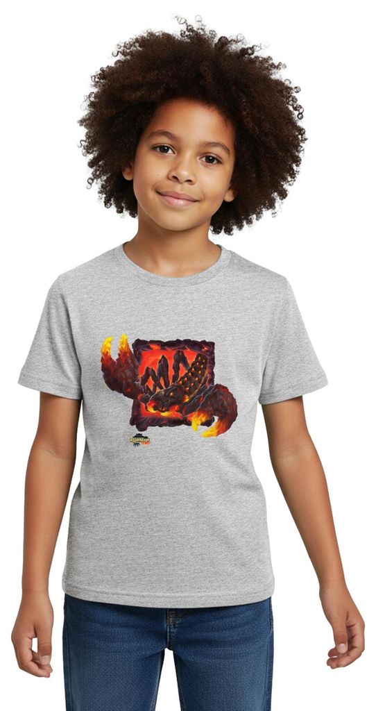 Spreadshirt Schleich Eldrador Lavaskorpion Kinder T-Shirt, 110/116 (5-6 Jahre), Grau meliert