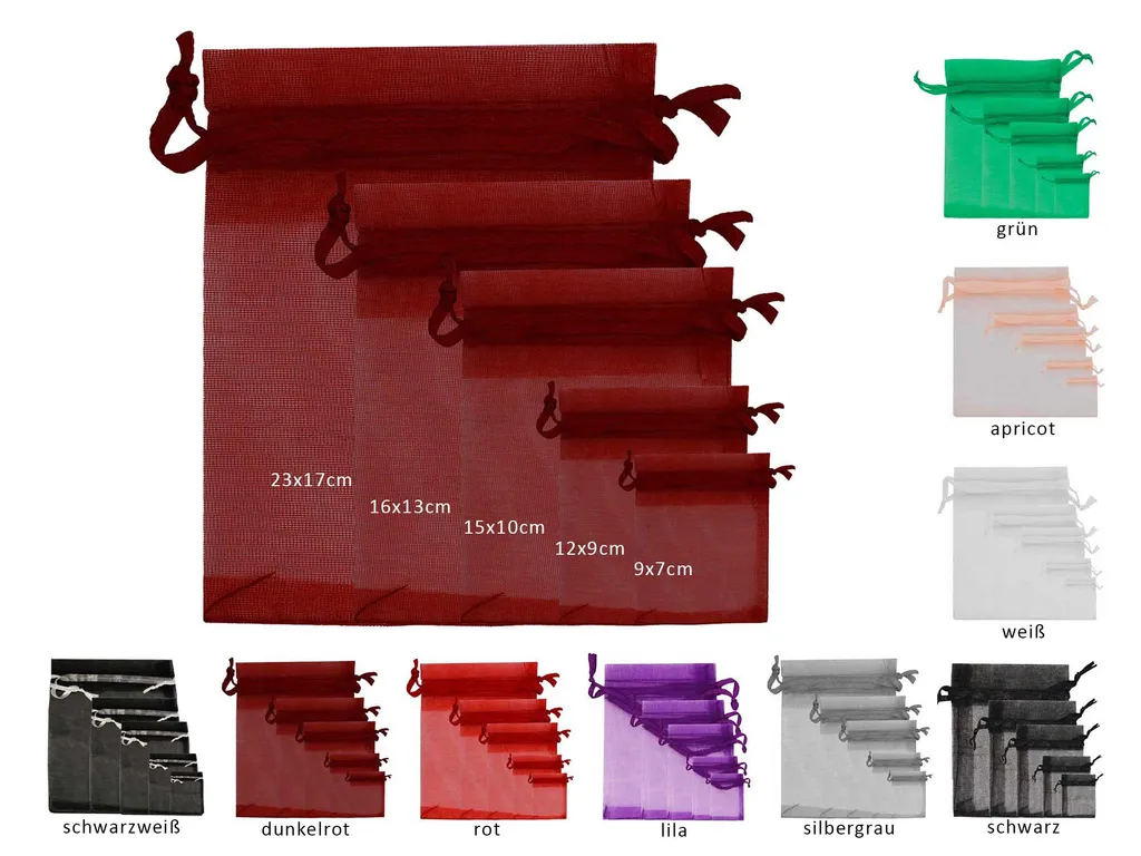 50 Organza-Beutel – Ca. 9x12 Cm, Grau | Für Gastgeschenke, Süßigkeiten & Schmuck