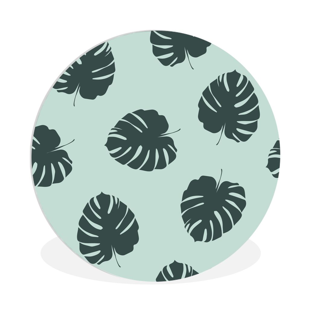 MuchoWow Rundes Wandbild - Runde Bilder Sommer - Blätter - Monstera Ø 90 cm Kreis Wanddekoration Kunststoff - Wandkreis - Wandschmuck - Wand-Kr...