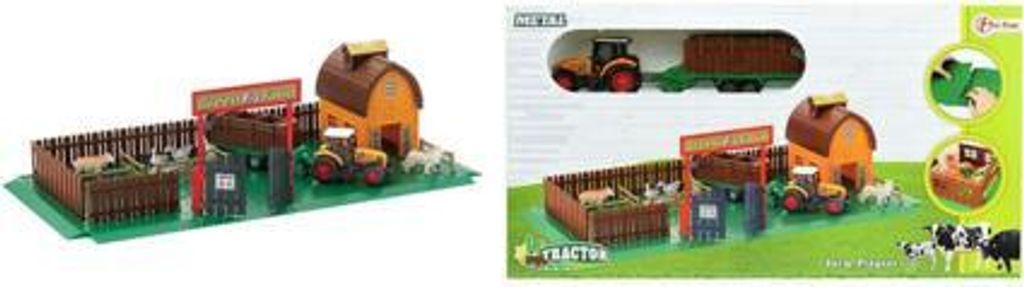 Tractor 21758A - Farm mit Tieren und Traktor, Spielzeug Bauernhof, Spielbauernhof aus Kunststoff