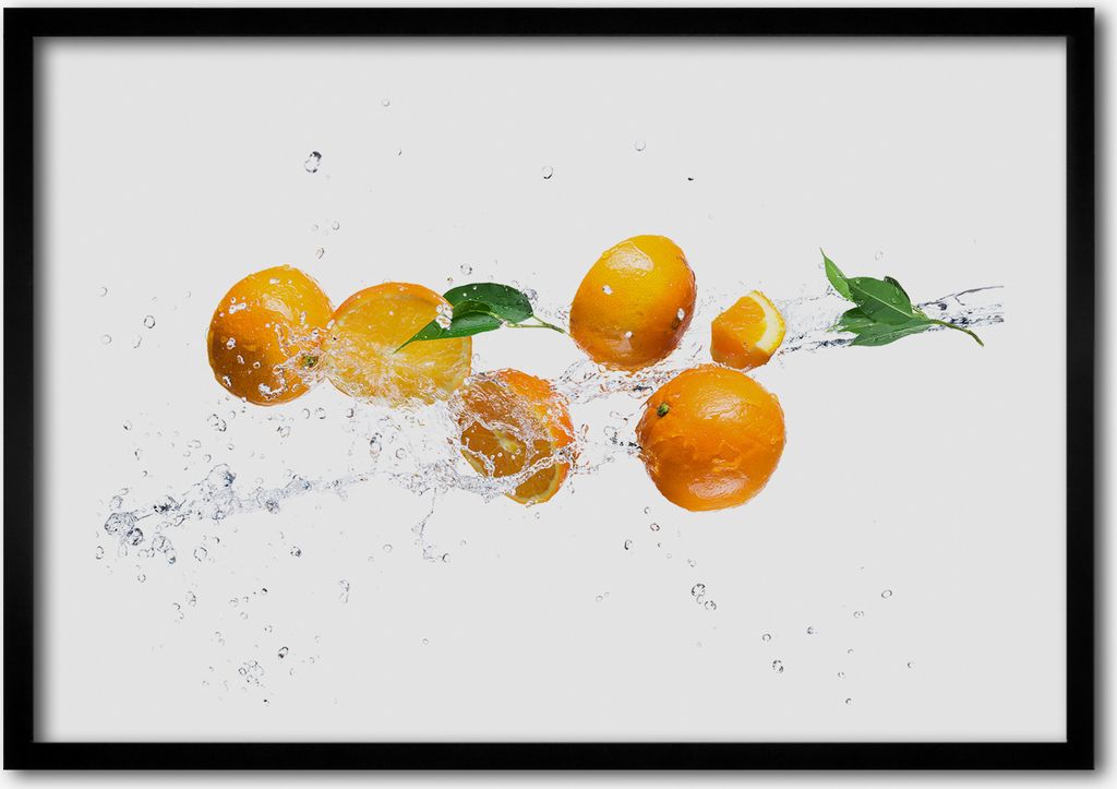 Bild - Bilderrahmen - 100 cm x 70 cm - MDF - Rahmen - Foto - Wandkunst Orangen und Wasser