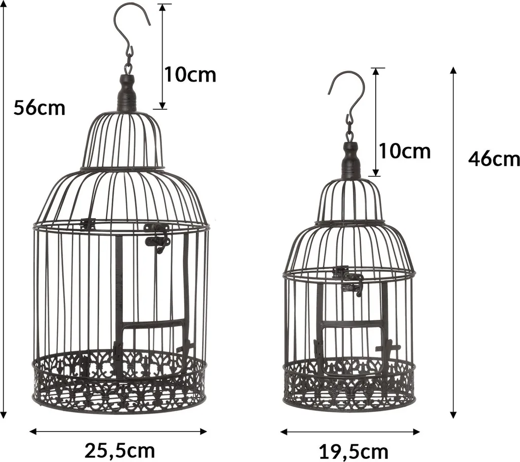 Cage à Plantes et Fleurs Décorative Brune - Set de 2 pour Suspension