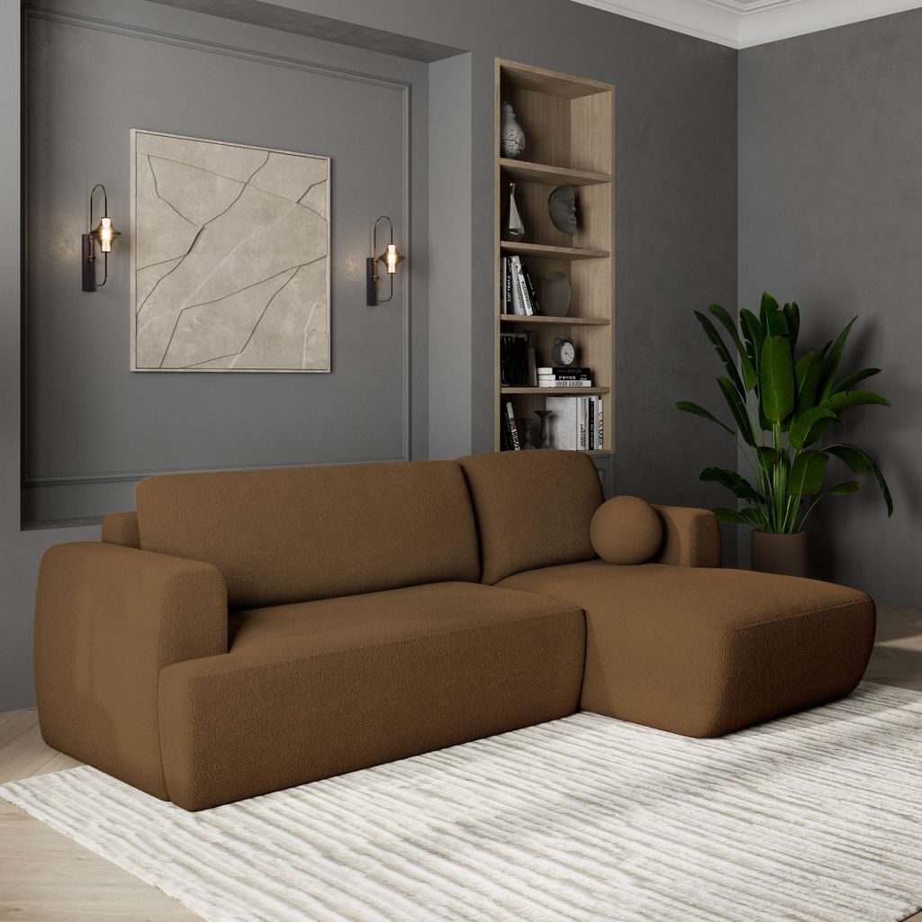 Masseno Ecksofa SENTI N R-S mit Schlaffunktion L-Form, Sofa mit Bettkasten, Wohnzimmersofa, Couch, Soffa, Bettsofa, Couchgarnitur- Braun, NOW OR NE...