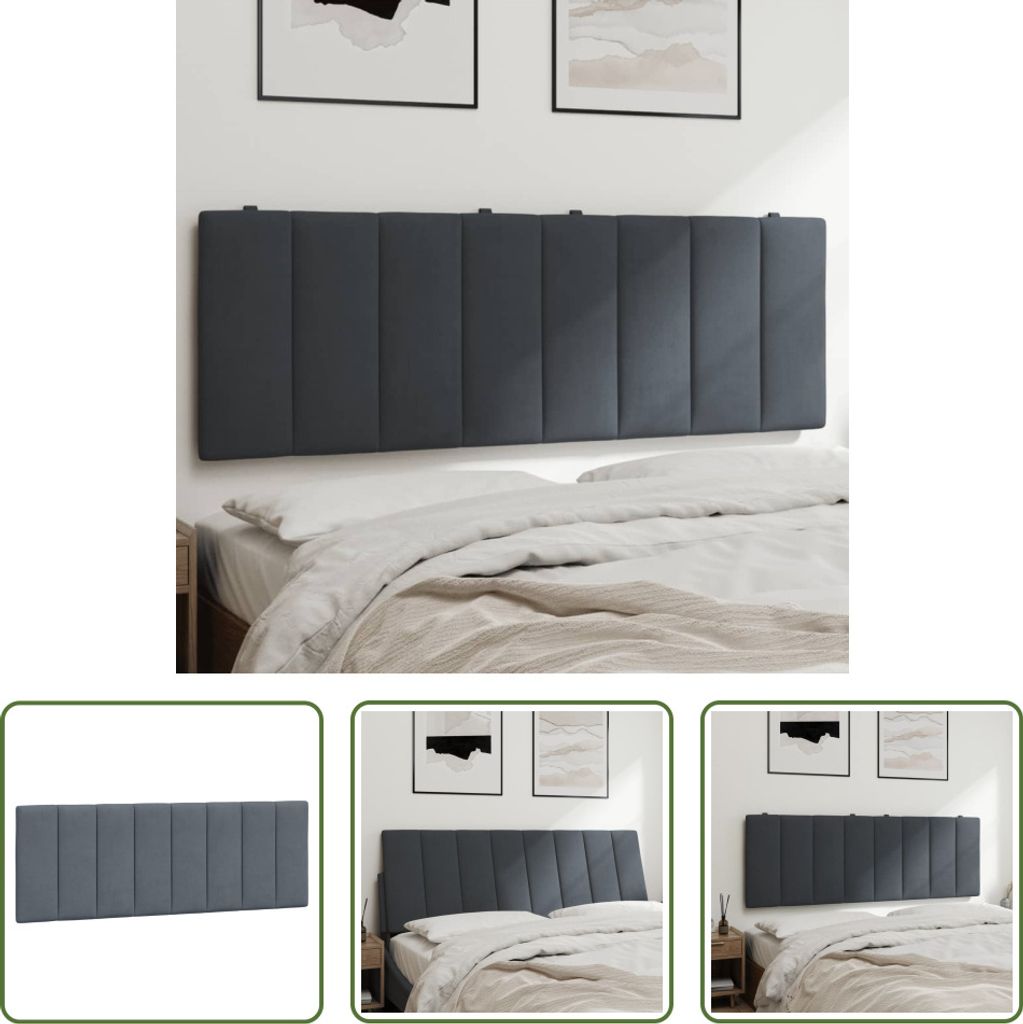 The Living Store Kopfteil-Kissen Dunkelgrau 120 cm Samt