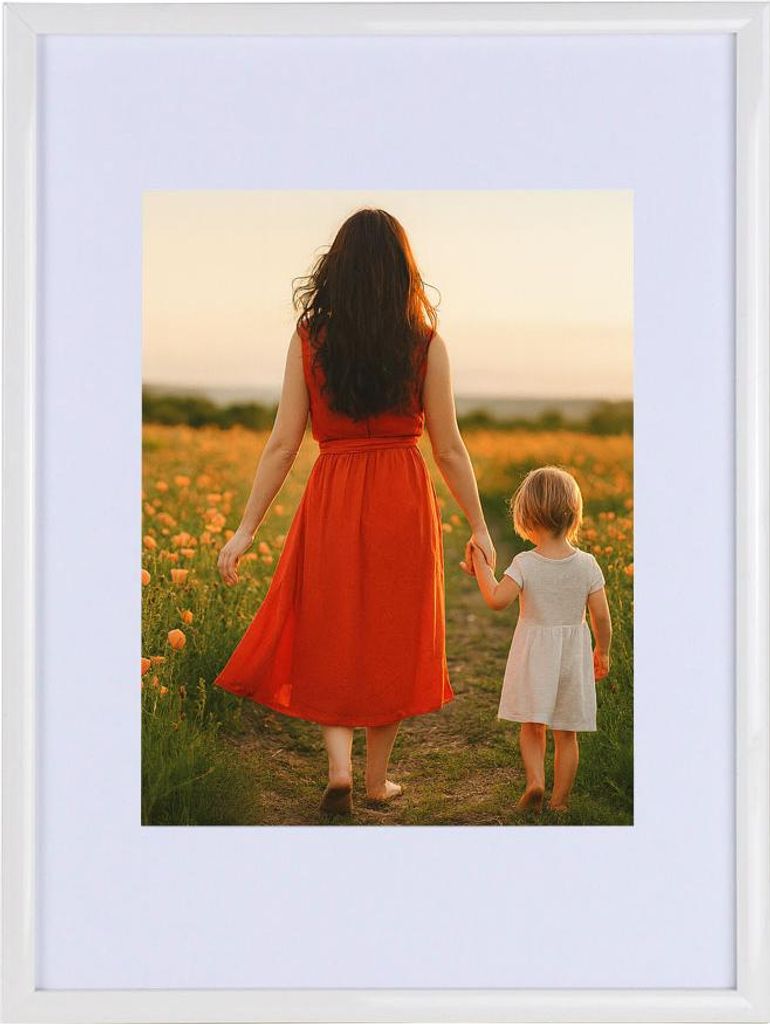 New Lifestyle Kunststoff Bilderrahmen mit Passepartout & Kunststoffglas Collage Wanddeko Poster Hoch- & Querformat - Farbe: Weiß | Format: 21x29,7...