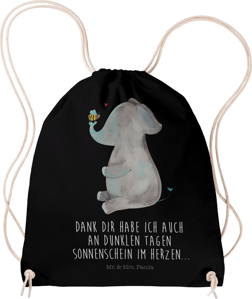 Mr. & Mrs. Panda gym tasche Elefant Biene - Schwarz - Geschenk, Hochzeitsgeschenk, Jutebeutel, Lustige Sprüche, sporttasche klein, Liebe, Stoffbeu...