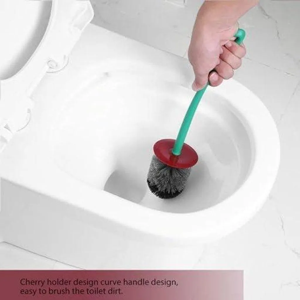 Brosse WC avec tête ronde antibactérienne et long manche ergonomique