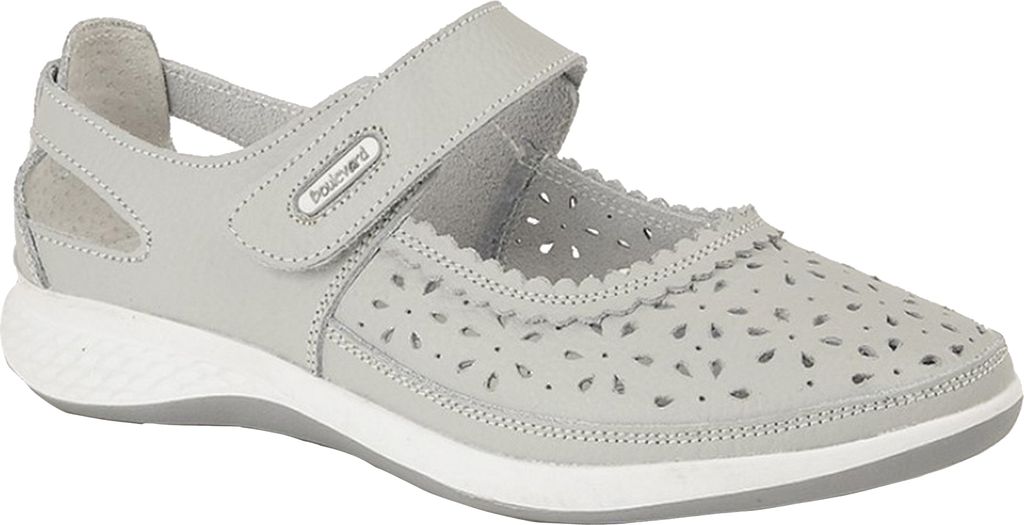 Boulevard Damen breite Passform Window Back Perforation Riemen Schuhe DF1426 (37 EU) (Hellgrau)