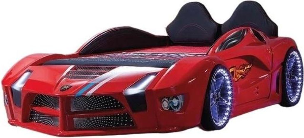 Rennwagen Auto Bett Matratze Kinderbett Autobett Kinderzimmer Möbel LED