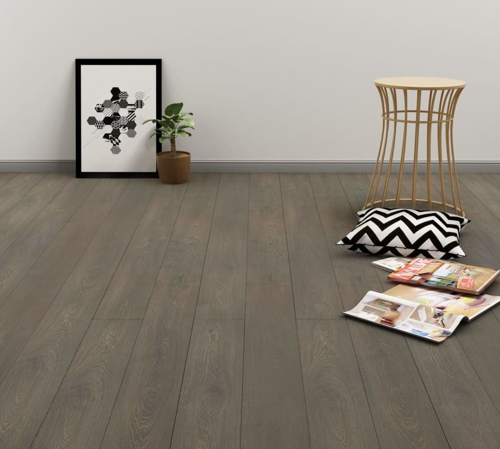 Ankonbej PVC Laminat Dielen Selbstklebend 4,46 m² 3 mm Grau und Braun