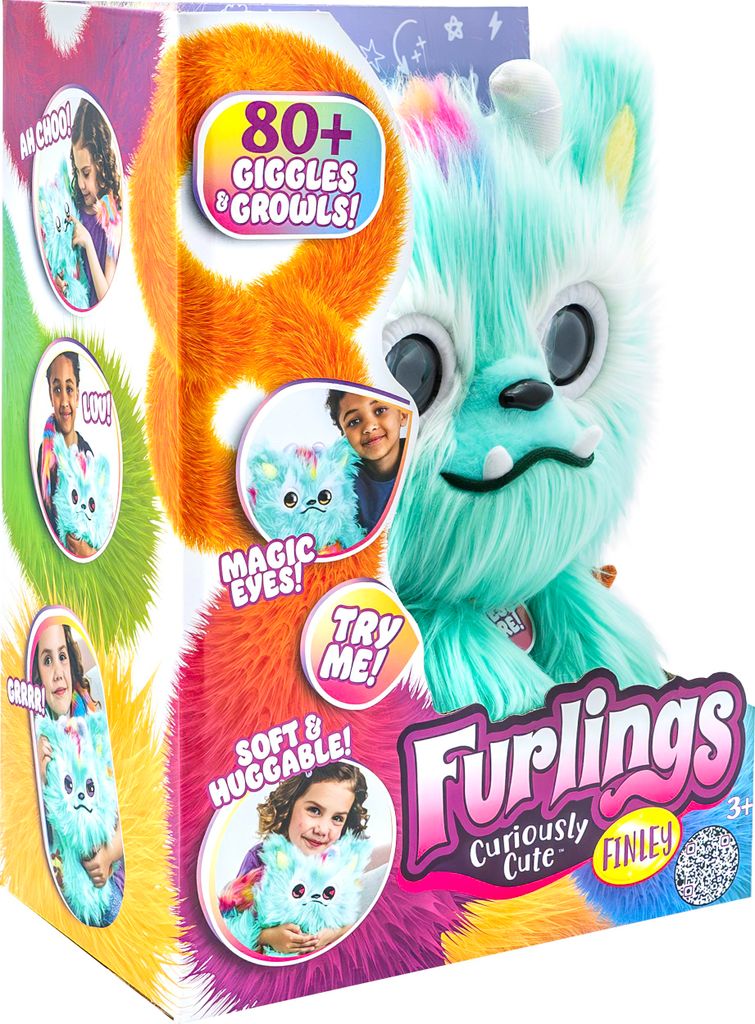 The image shows the packaging of a Furlings toy, with the toy itself visible.