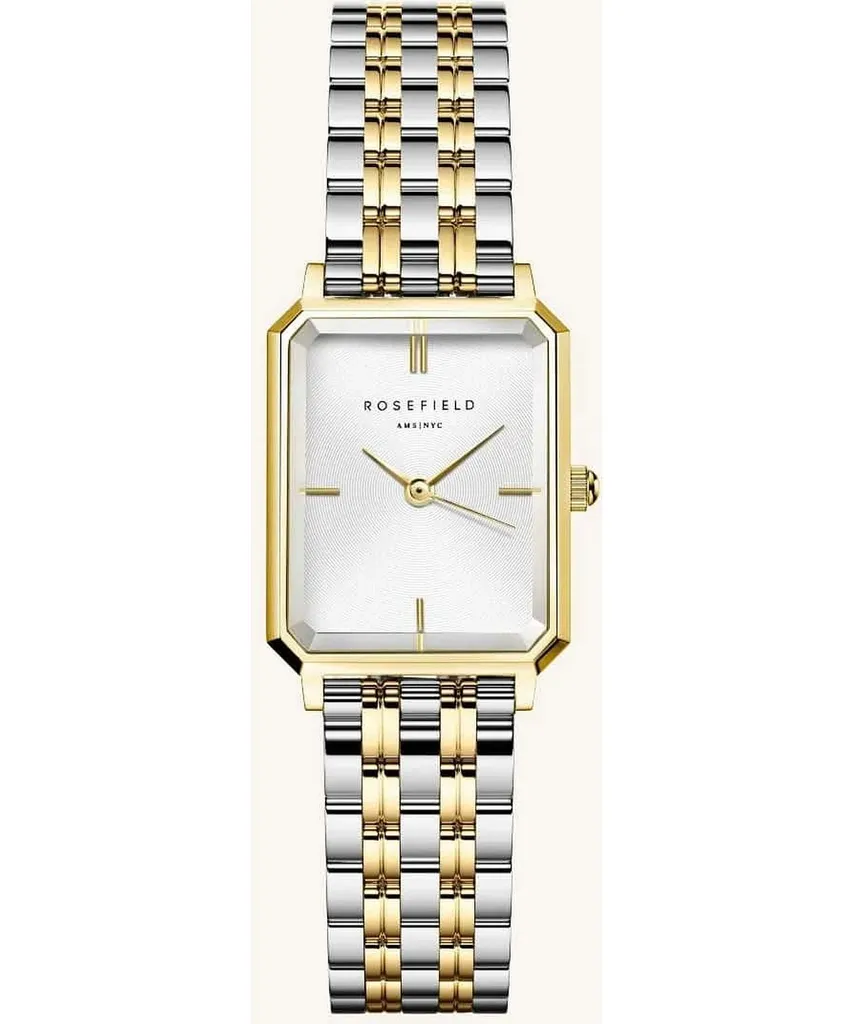 Petite montre femme bicolore or et argent Rosefield Octagon XS Chic
