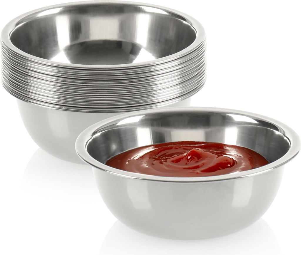 com-four 16x Saucenschälchen - kleine Schalen - Schüssel für Saucen, Dips und Snacks - Snackschalen, Schalen-Set - Gewürzschale - Metallschü...