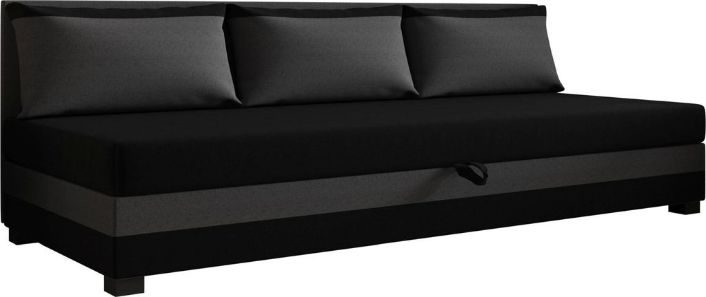 AURA SOFA Boxspringbett ILIA BIZ 100x195 Komplett-Set mit Bonell Matratze, Polsterbett mit Bettkästen - Dunkelgrau/Schwarz, SAWANA 05/14