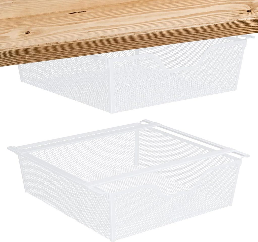 Aufbewahrungskorb, 2 Stück Hängemappen, Metallhängemappe, Regal unter dem Tisch, Hängemappe, Metallkorb, Organizer, Regalhängemappe für die K...