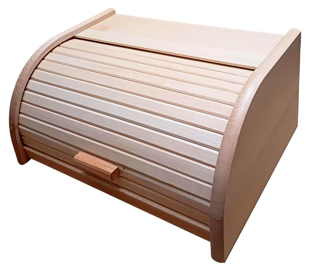 Brotbox aus Holz, aufrollbar oder klappbar, verschiedene Ausführungen verfügbar, Rohholz, S