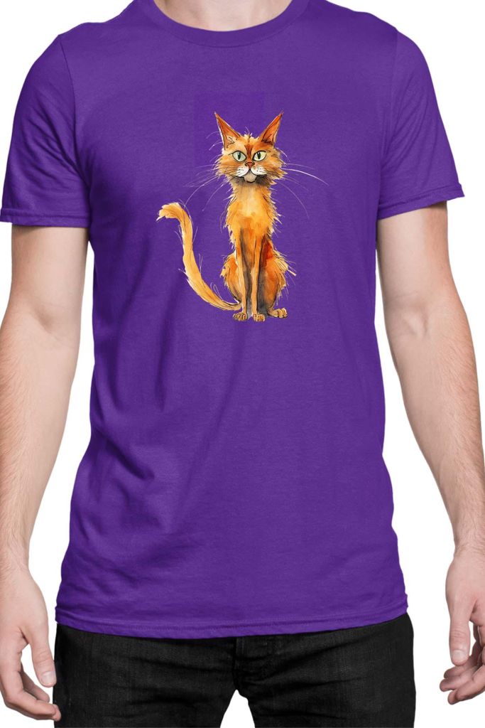 Herren T-Shirt Funny Cats Breeds Somali Cat, Man XL / Lila
