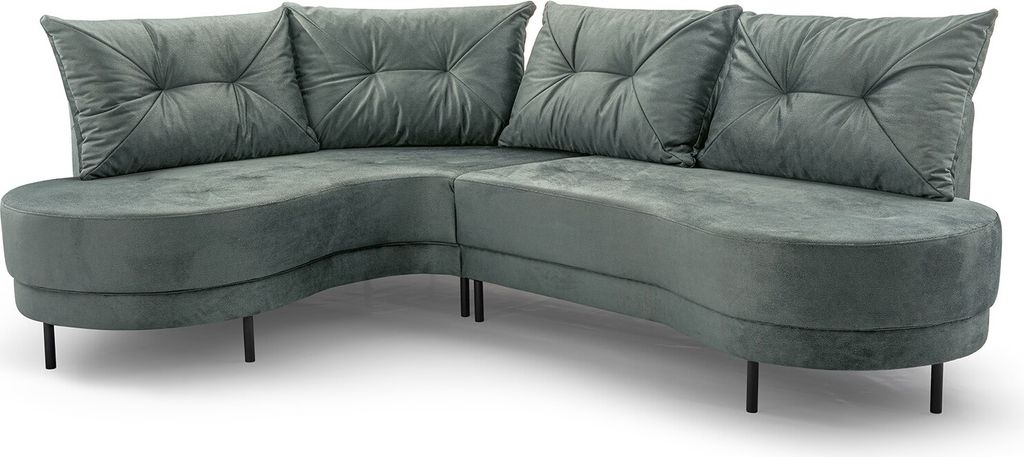 BETTSO Abgerundete Ecksofa Eckcouch LUXOR 287 cm Silber Links