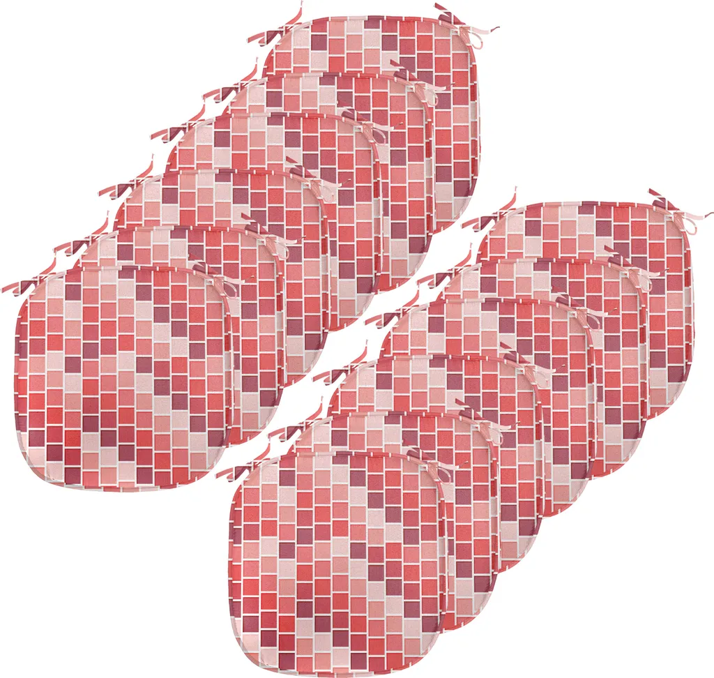 ABAKUHAUS Imbottitura geometrica per sedie da sala da pranzo, Tile Quadrato Rettangolare, Cuscino decorativo impermeabile con cinturini per sedie da cucina, 40 cm x 40 cm - Confezione da 12, Coral Rose Rosa essiccata