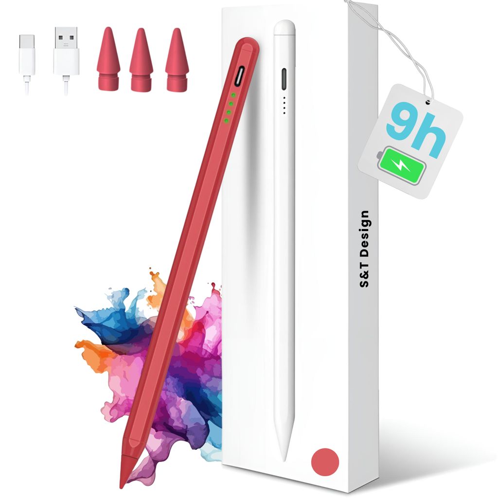 Apple Pencil Pendant Stift für iPad USB-C (2018-2024) Schnellladen für Apple iPads Stylus Pencil Pen Rot