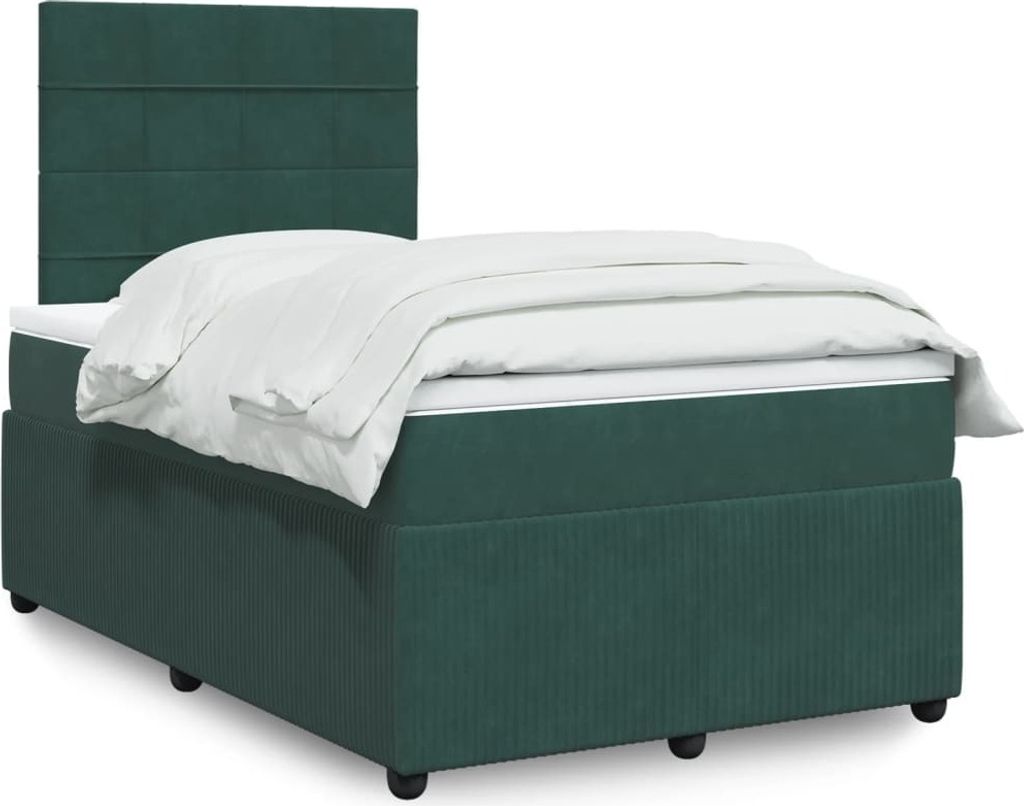 "2026 Promotion" Boxspringbett mit Matratze - Schlafzimmer-Bettgestell - Dunkelgrün 120x200 cm Samt - Klassische Betten C258