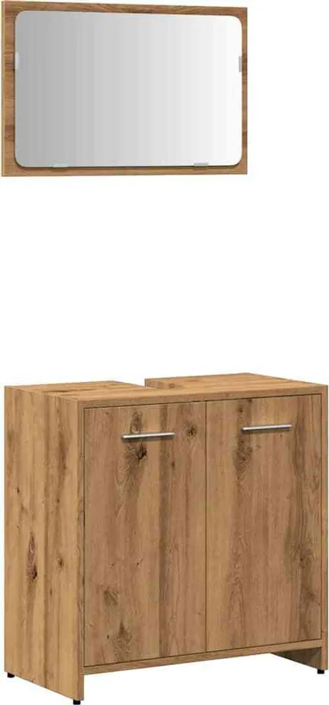 SYFAX™ Mobile da Bagno con Specchio Rovere Artigianale Truciolato - 1