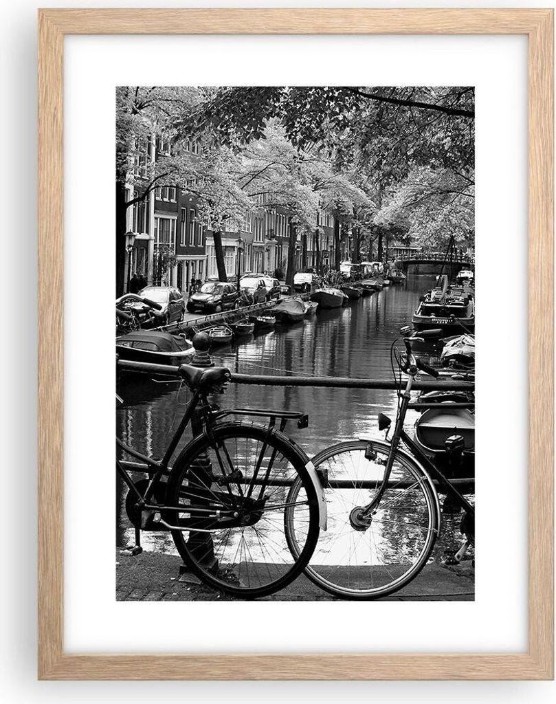 Gerahmtes Poster - Rahmen in heller Eiche - Holland Kanal - 30x40 cm - Wand Bild - Wanddeko - Wandbilder - Kunstposter - Wandposter - Bilderrahmen ...