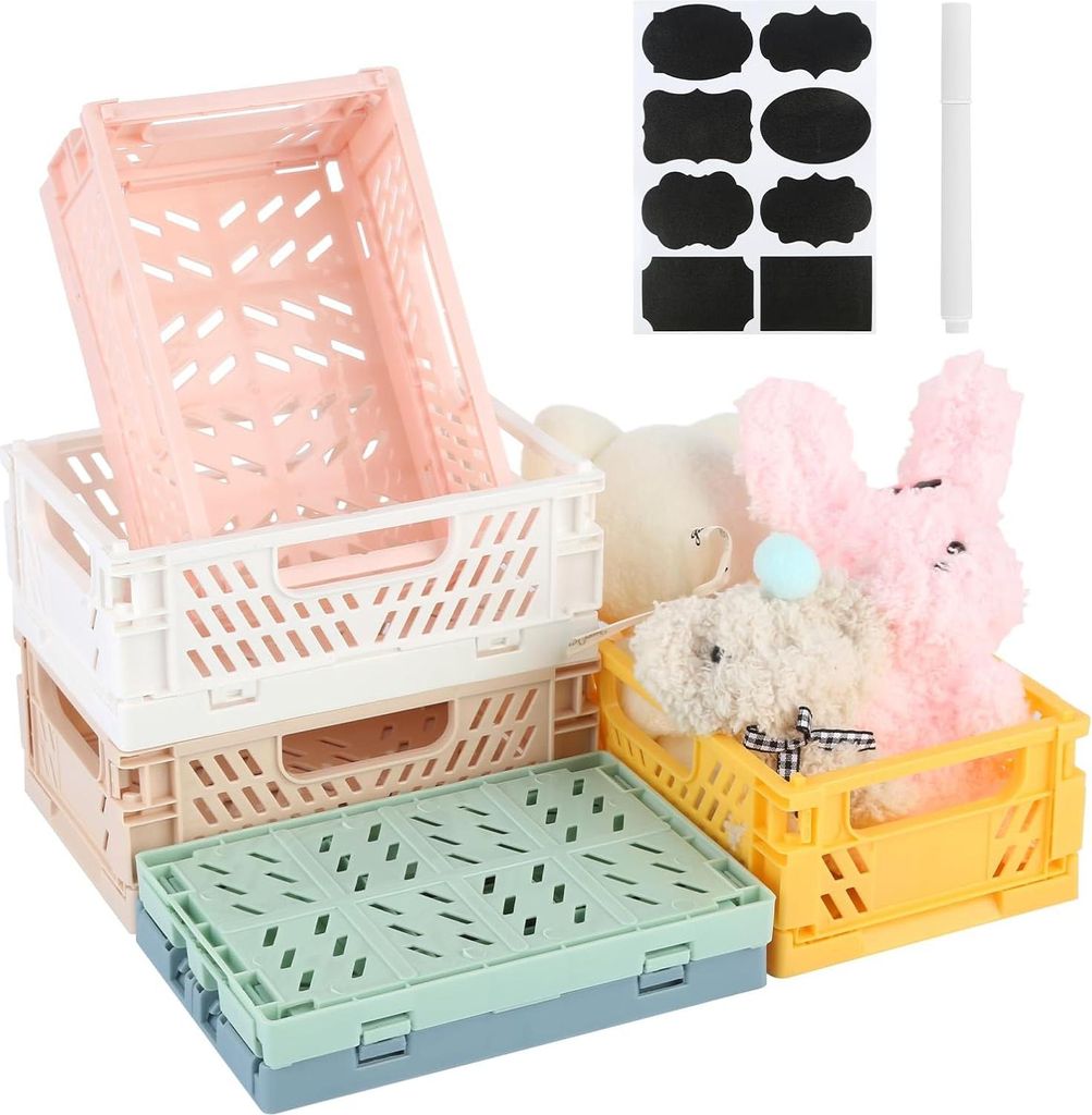Kleine Faltboxen Set - Aufbewahrungsboxen - 6 Stück - Multicolor - Kunststoff