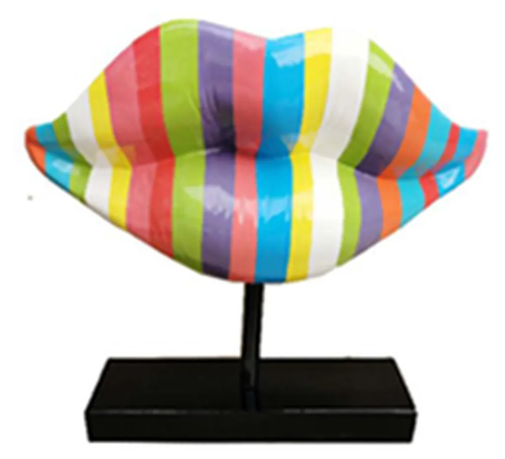 Statue Abstraite Lèvres 47cm - Sculpture Design Moderne pour Salon Chic