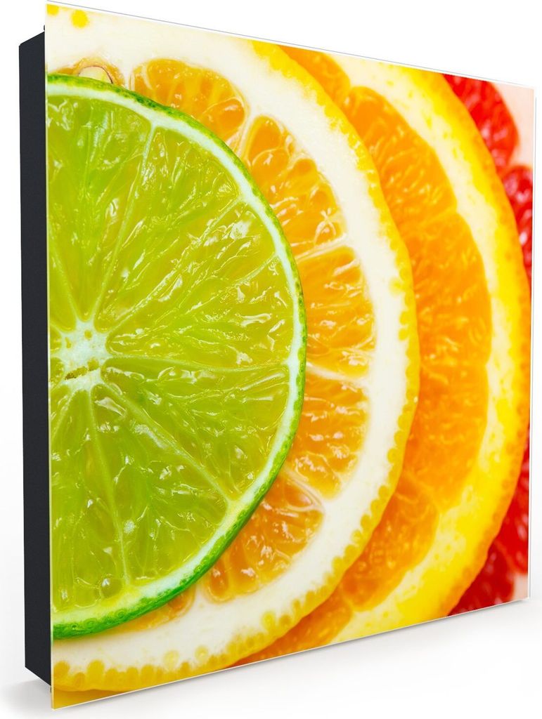 Nachbildung-Schlüsselkasten, Magnetpinnwand und Memoboard mit Glasfront Motiv Zitrusscheiben