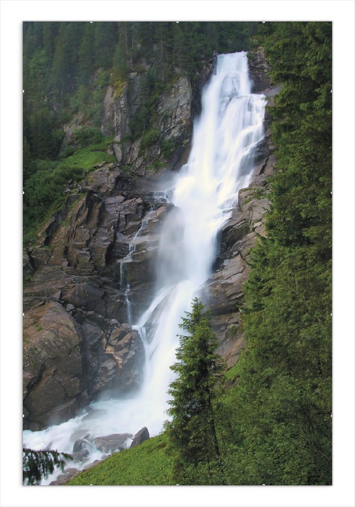 Wallario Wandbild Wasserfall, Größe: 61 x 91,5 cm, Poster mit rahmenlosen Bildhalter