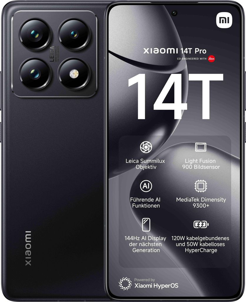 Xiaomi 14T Pro Titanschwarz 12 Gigabyte 512 Gigabyte Produktbild 