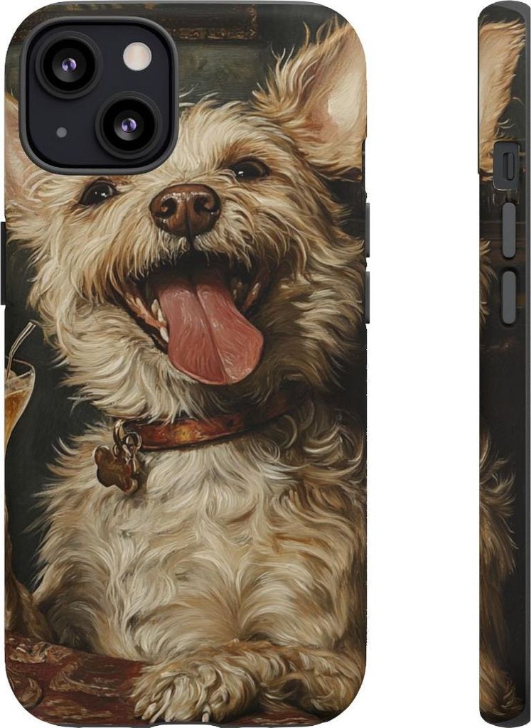 Fröhlicher Terrier mit Cocktail – Hülle Kompatibel mit iPhone 13