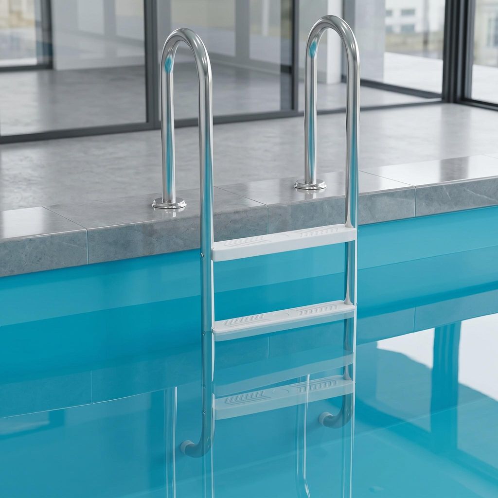 YRHome Poolleiter 4 Stufen 157cm Höhe, Edelstahlrahmen & Produktbild 