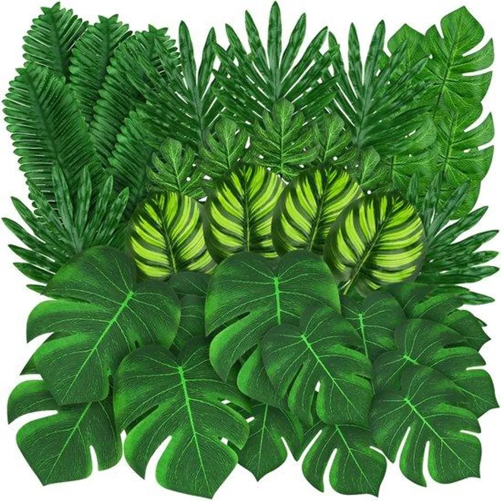 Plantes artificielles tropicales, feuilles de palmier pour déco jungle