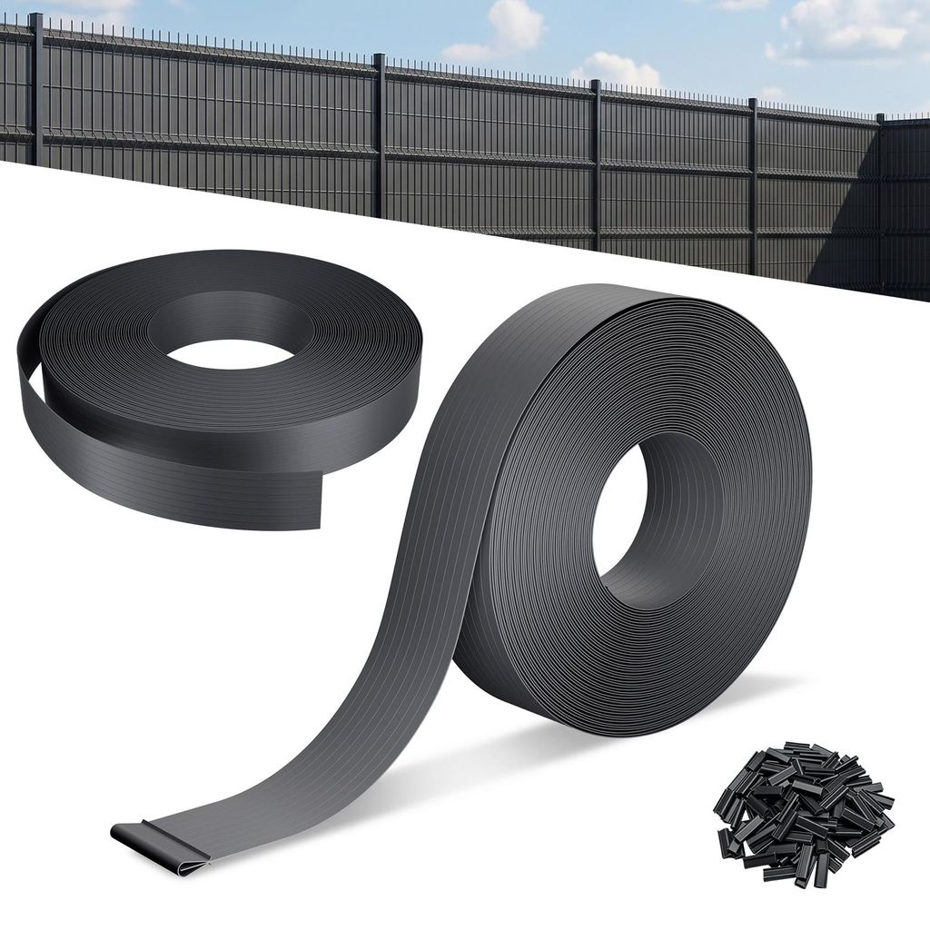 JOIEYOU PVC Sichtschutzstreifen 4,7 cm UV-beständig Wetterfester Zaun Sichtschutz mit clips, Garten Balkon Terrasse Sichtschutzstreifen, 65m Anthr...