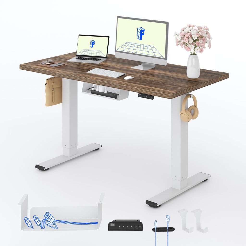 FLEXISPOT E1 Pro Elektrisch Höhenverstellbarer Schreibtisch 120x80cm 25MM EINTEILIGE TISCHPLATTE Doppelmotor 120KG Tragkraft 4 Speicherplätze (Br...