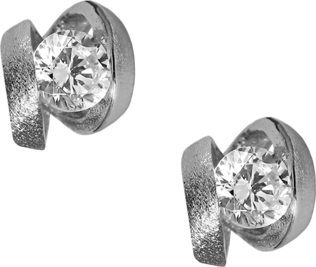 Silber Ohrstecker offene Kugelform mit Zirkonia silber